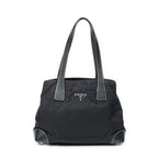 Shoulder Bag Small Open Tote Black Nylon Canvas
