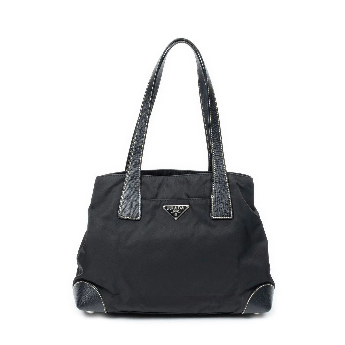 Shoulder Bag Small Open Tote Black Nylon Canvas