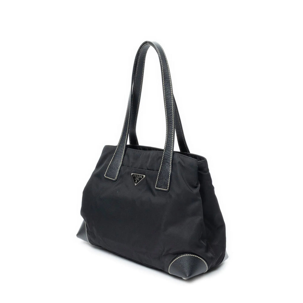 Shoulder Bag Small Open Tote Black Nylon Canvas