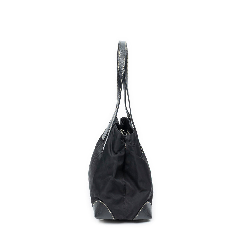 Shoulder Bag Small Open Tote Black Nylon Canvas