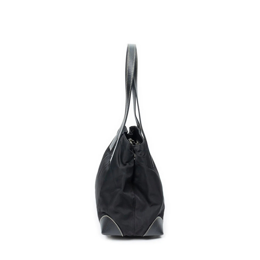 Shoulder Bag Small Open Tote Black Nylon Canvas