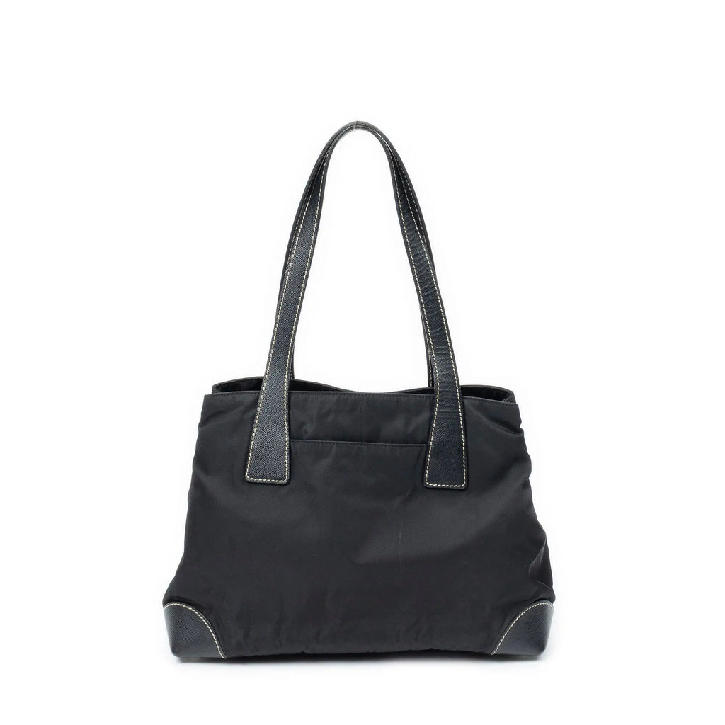 Shoulder Bag Small Open Tote Black Nylon Canvas