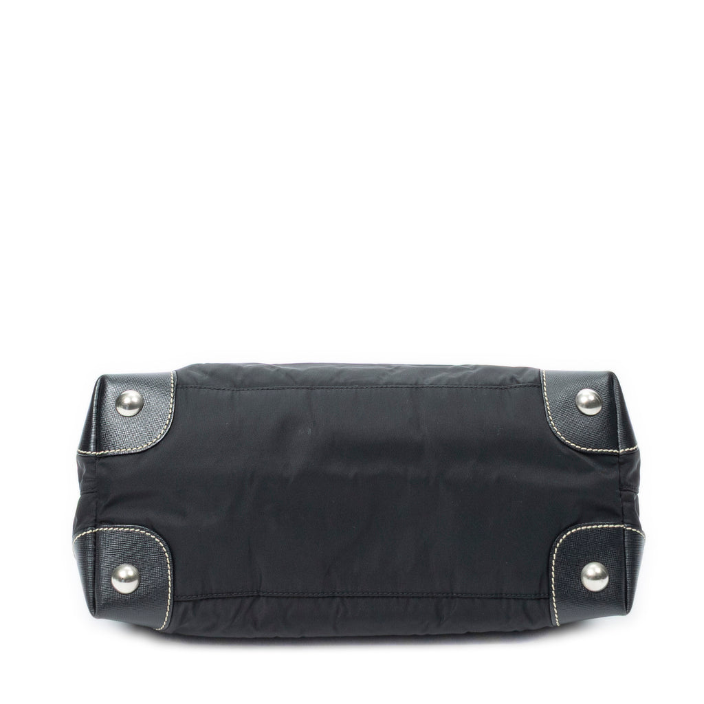 Shoulder Bag Small Open Tote Black Nylon Canvas