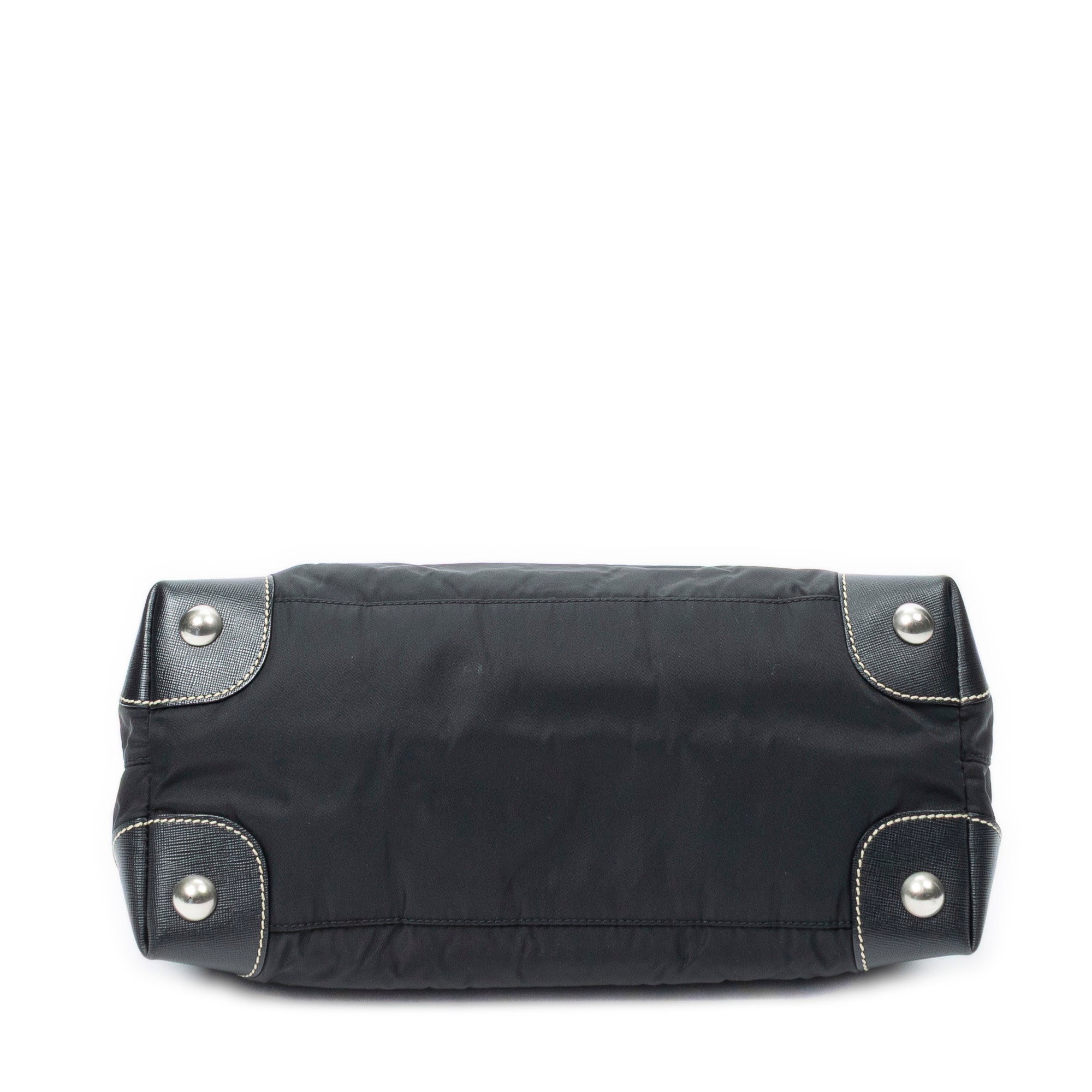 Shoulder Bag Small Open Tote Black Nylon Canvas