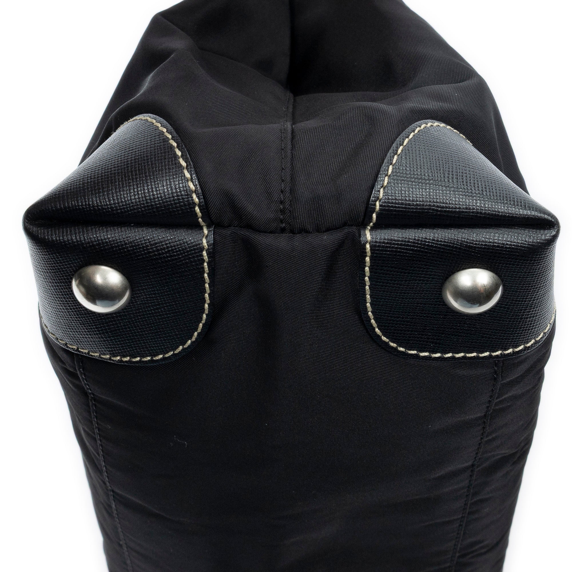Shoulder Bag Small Open Tote Black Nylon Canvas