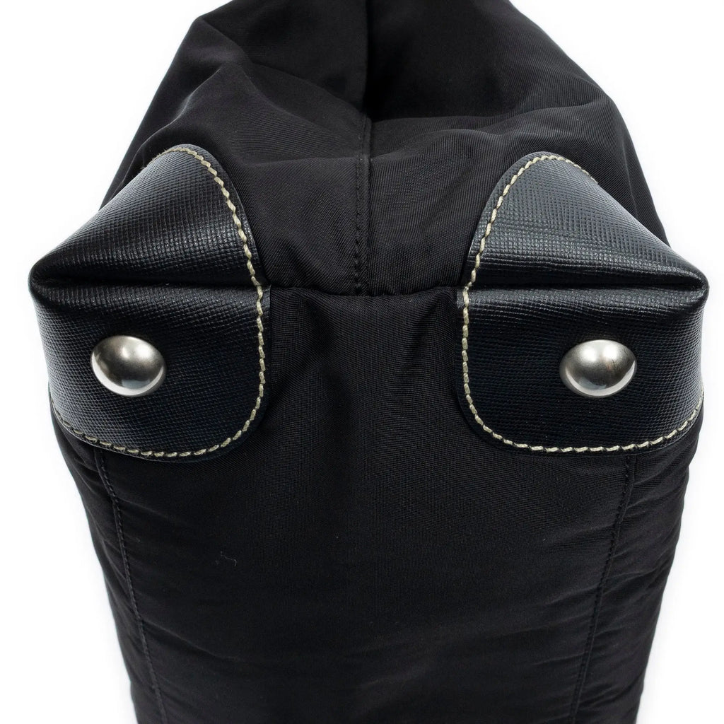 Shoulder Bag Small Open Tote Black Nylon Canvas