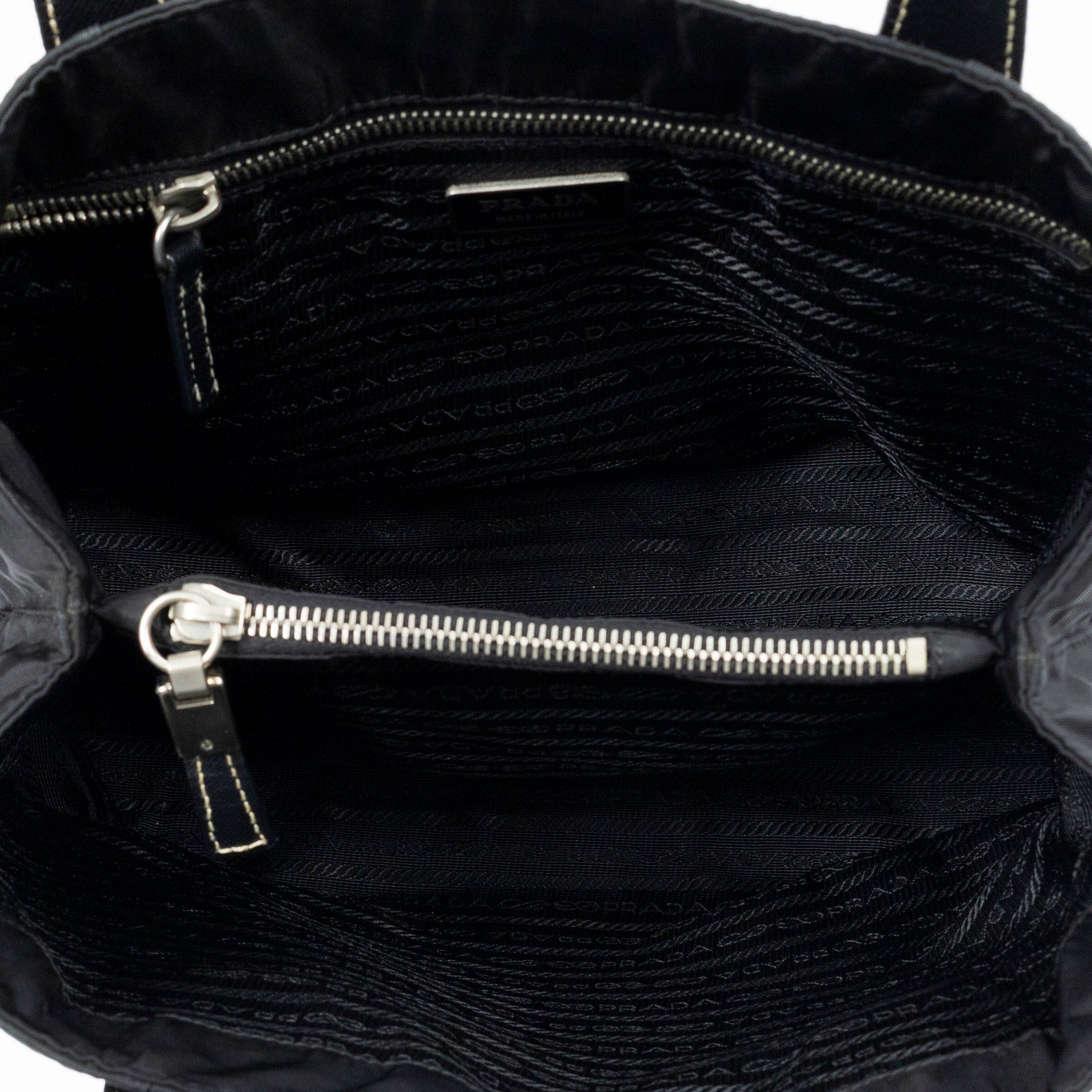 Shoulder Bag Small Open Tote Black Nylon Canvas