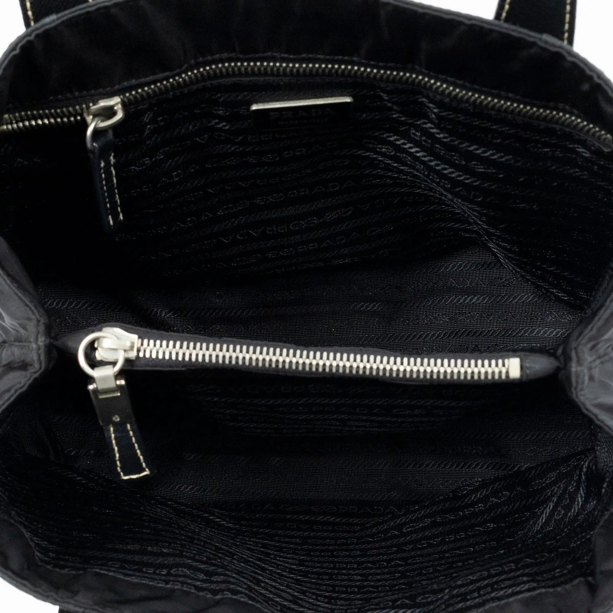 Shoulder Bag Small Open Tote Black Nylon Canvas
