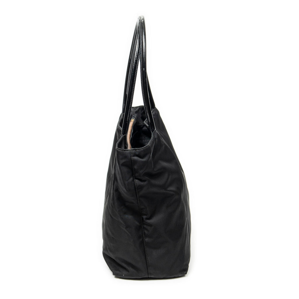 Shoulder Bag Shopping Tote Black Nylon Canvas