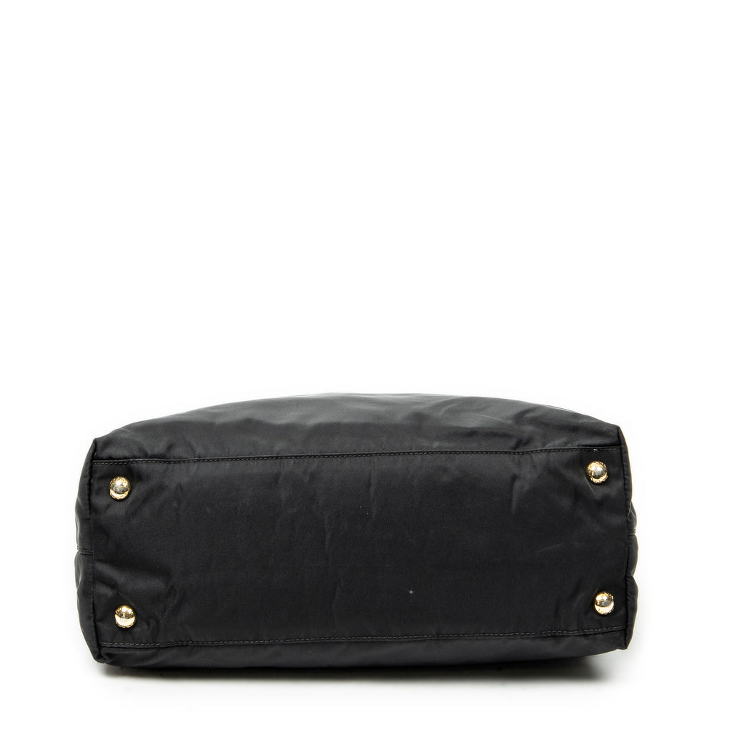 Shoulder Bag Shopping Tote Black Nylon Canvas