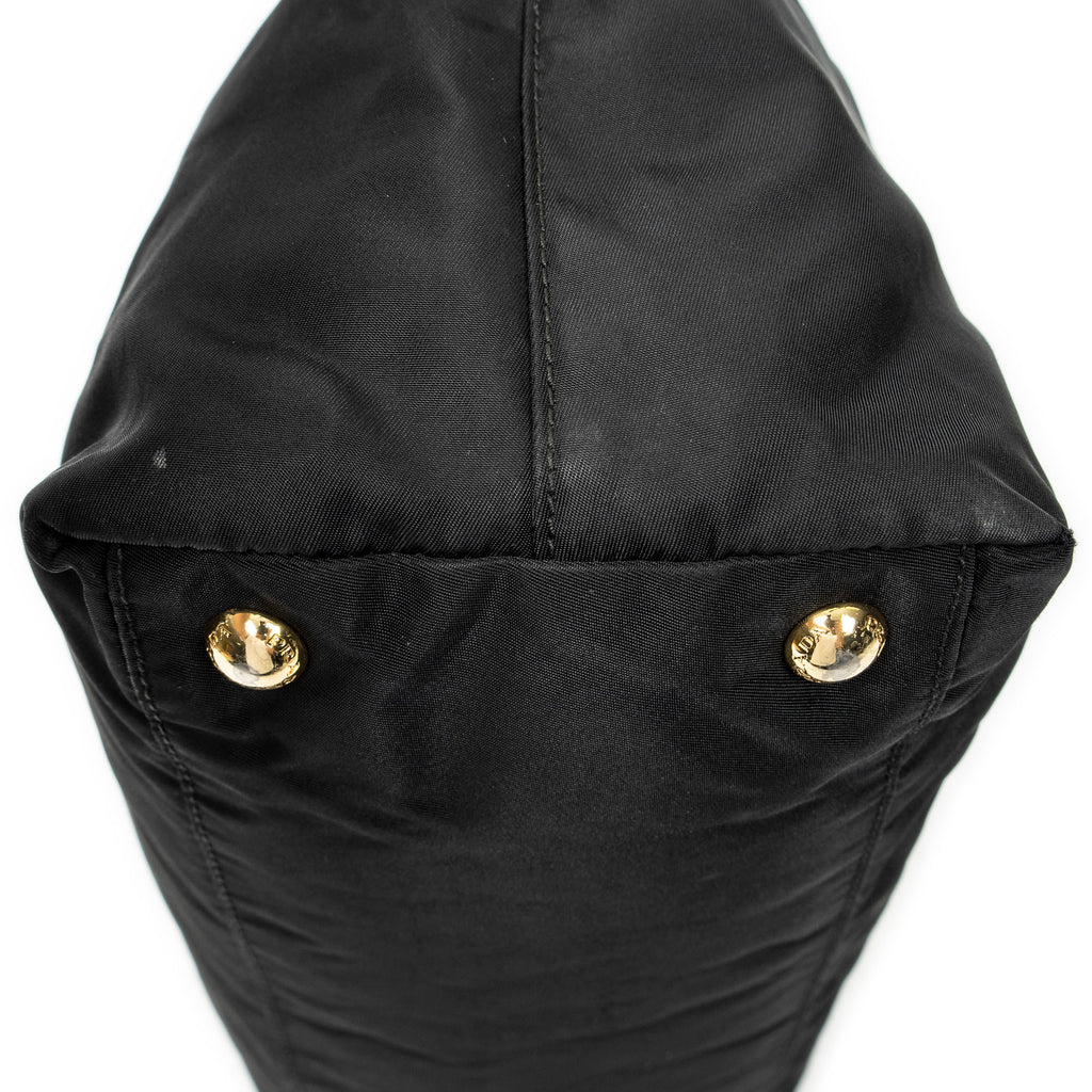 Shoulder Bag Shopping Tote Black Nylon Canvas