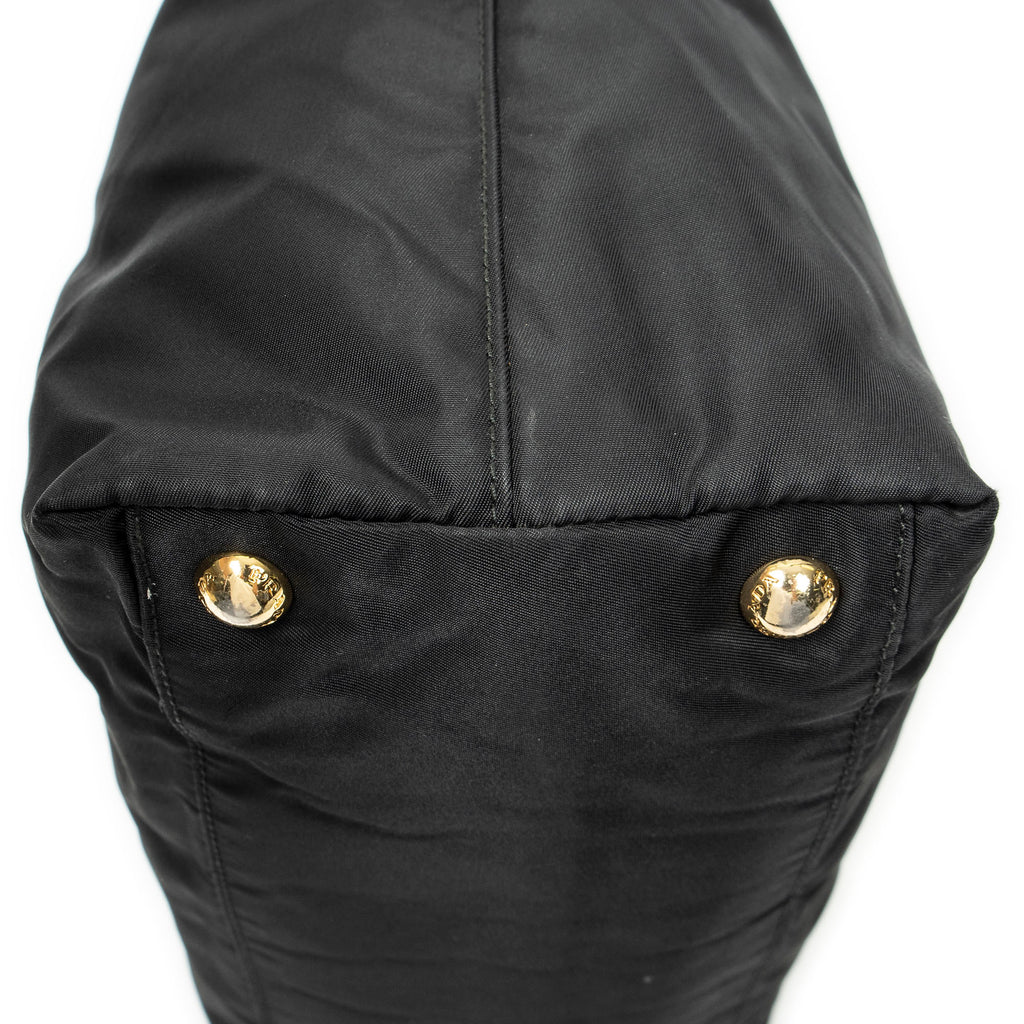 Shoulder Bag Shopping Tote Black Nylon Canvas