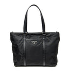 Shoulder Bag Medium Zip Shopping Tote Black Nylon Canvas