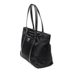 Shoulder Bag Medium Zip Shopping Tote Black Nylon Canvas