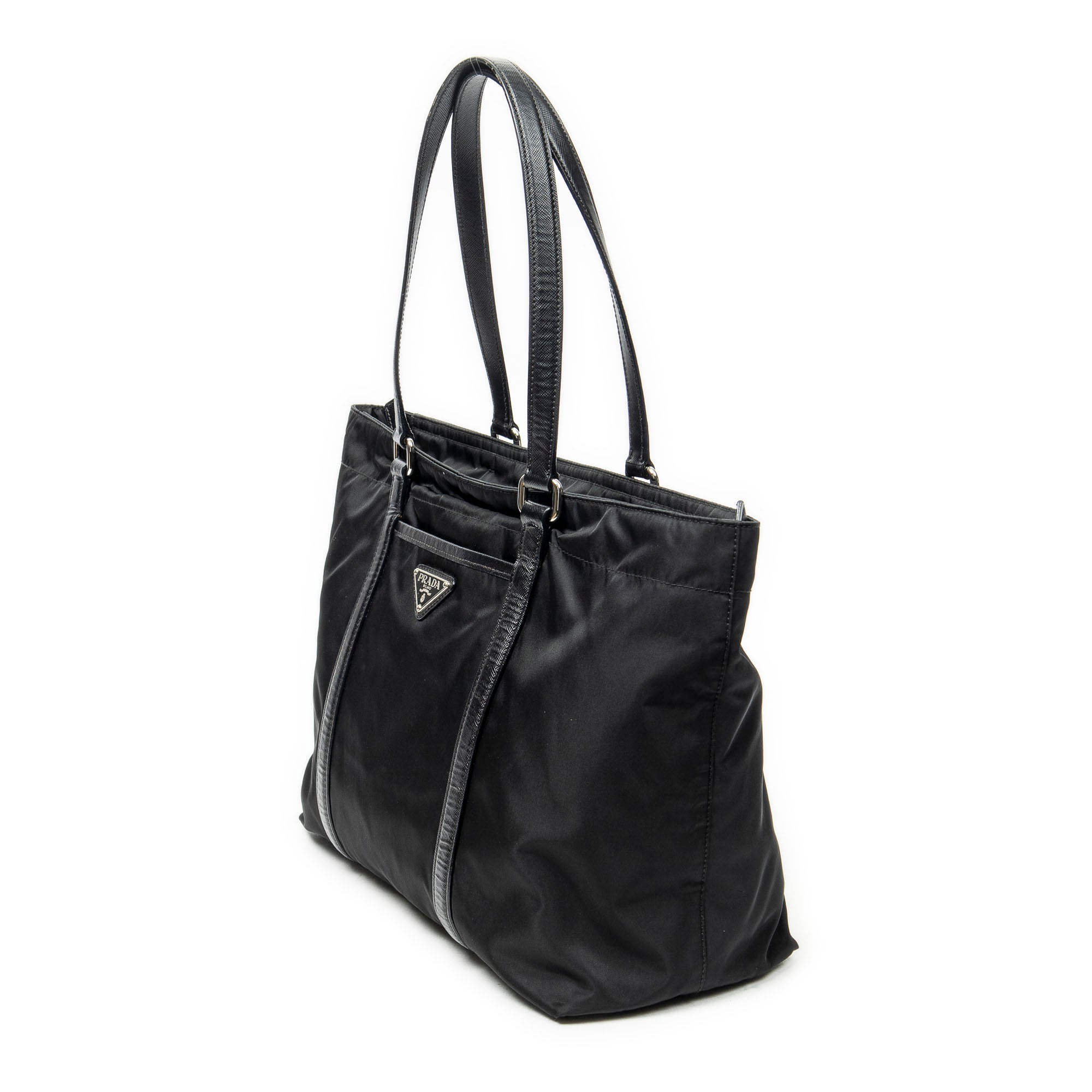 Shoulder Bag Medium Zip Shopping Tote Black Nylon Canvas