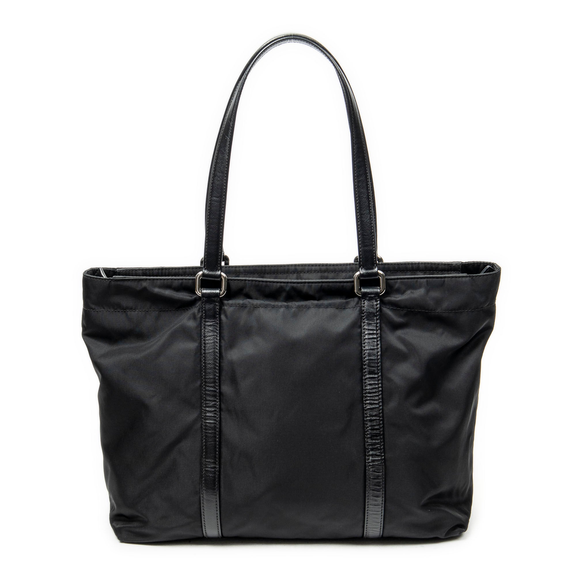 Shoulder Bag Medium Zip Shopping Tote Black Nylon Canvas