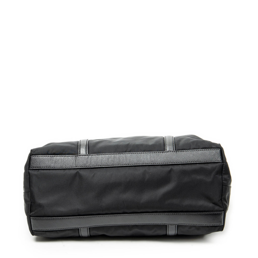 Shoulder Bag Medium Zip Shopping Tote Black Nylon Canvas