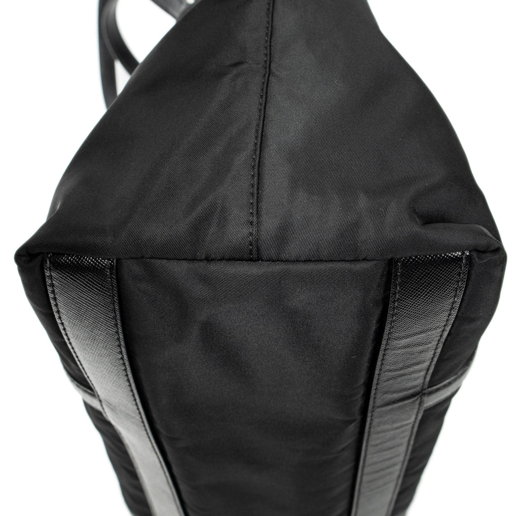Shoulder Bag Medium Zip Shopping Tote Black Nylon Canvas