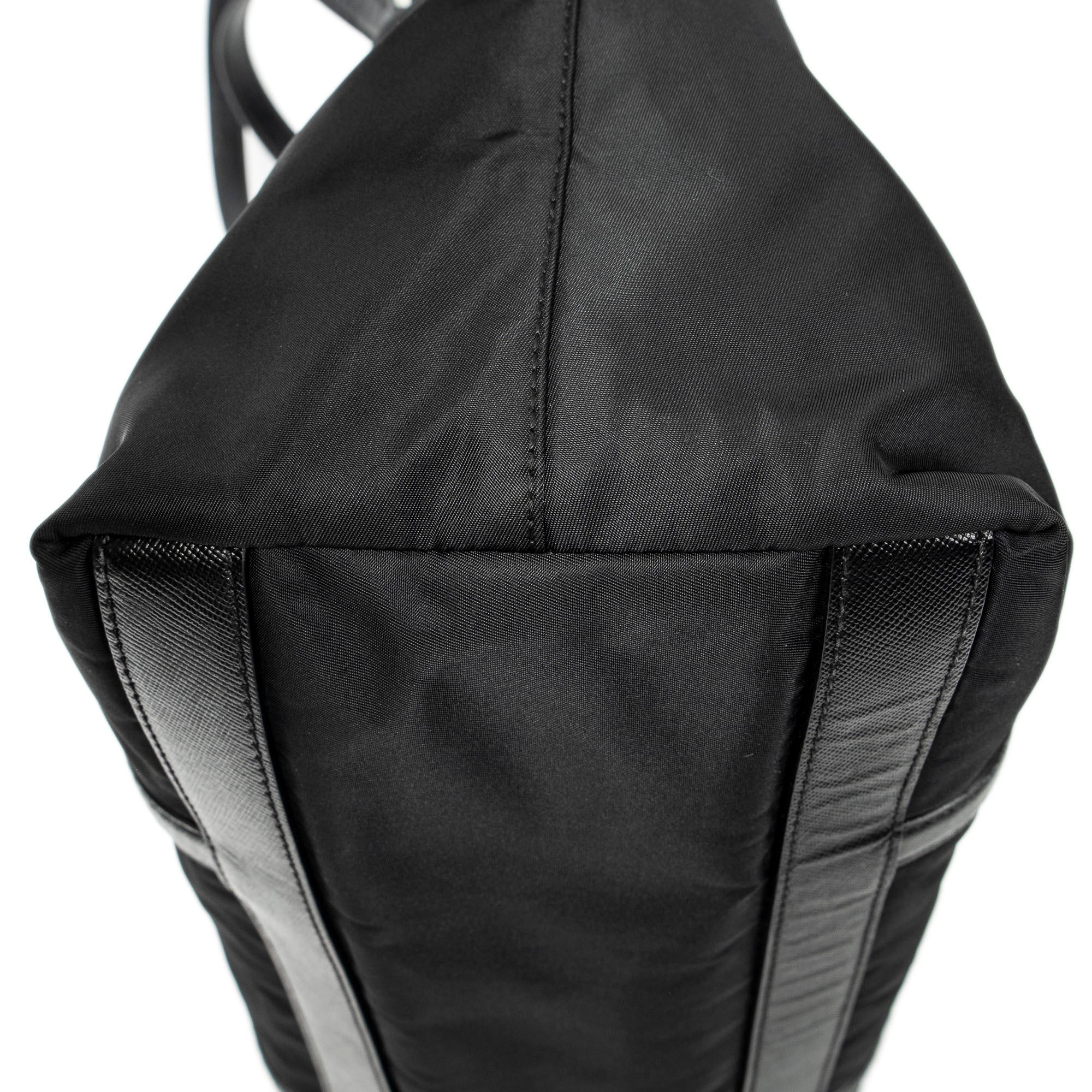 Shoulder Bag Medium Zip Shopping Tote Black Nylon Canvas