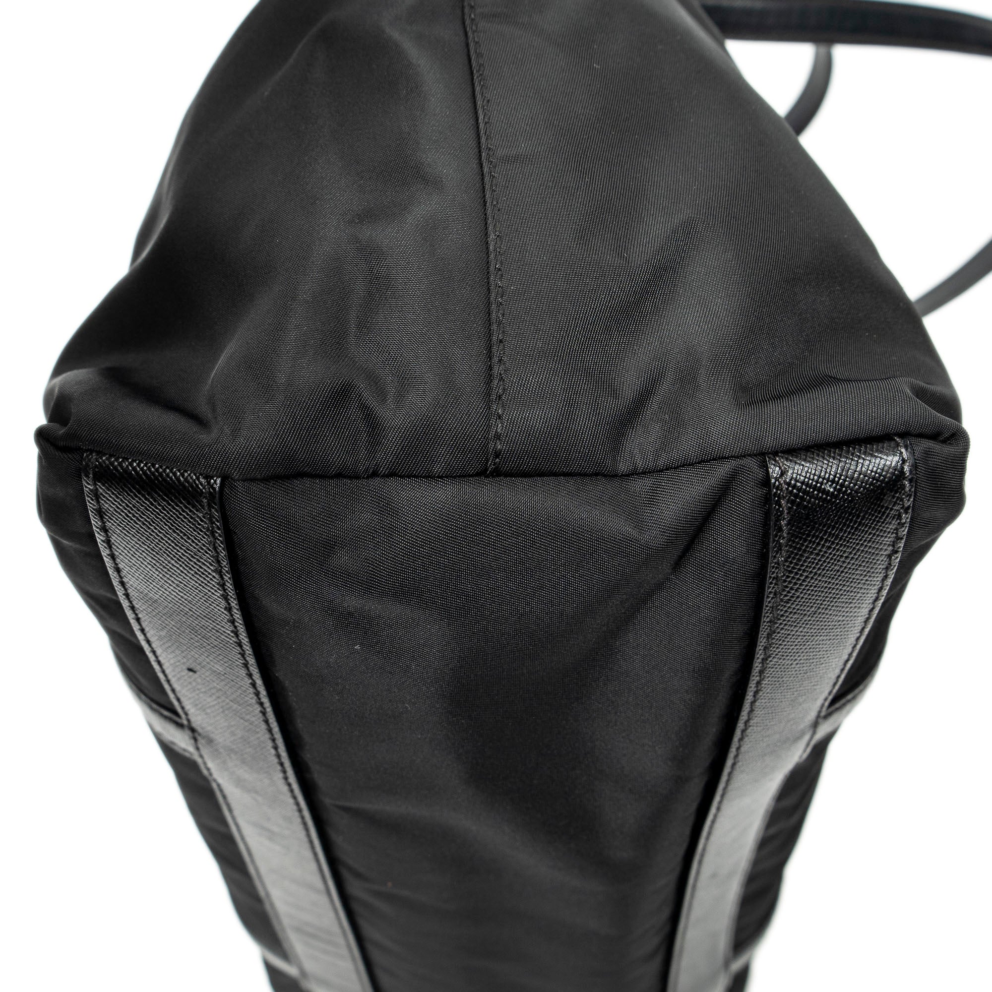 Shoulder Bag Medium Zip Shopping Tote Black Nylon Canvas