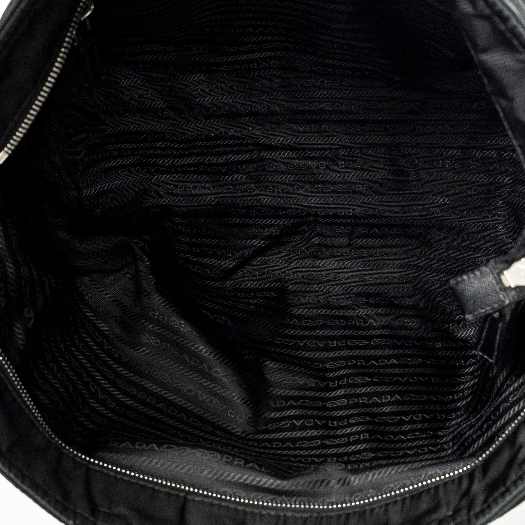 Shoulder Bag Medium Zip Shopping Tote Black Nylon Canvas