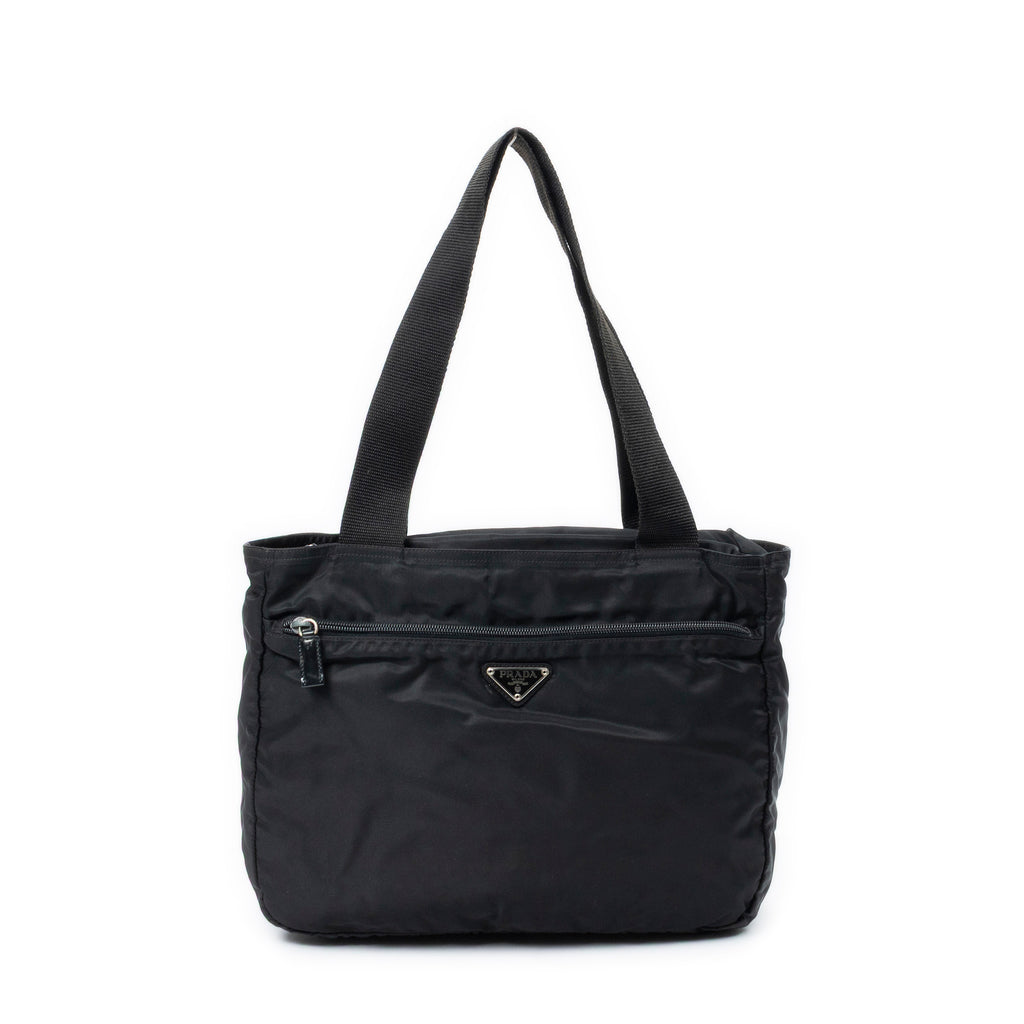 Shoulder Bag Horizontal Zip Tote Black Nylon Canvas