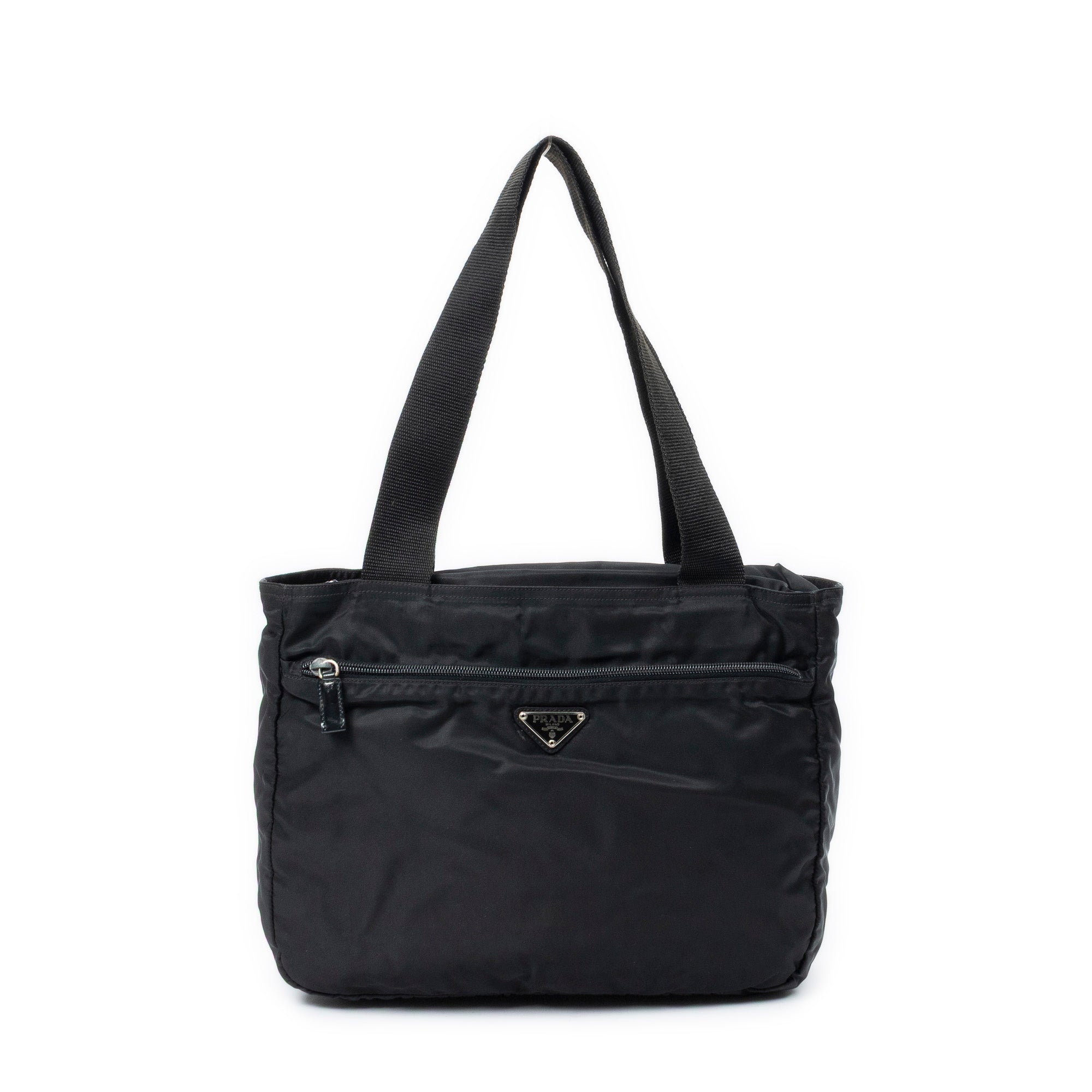 Shoulder Bag Horizontal Zip Tote Black Nylon Canvas