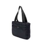 Shoulder Bag Horizontal Zip Tote Black Nylon Canvas