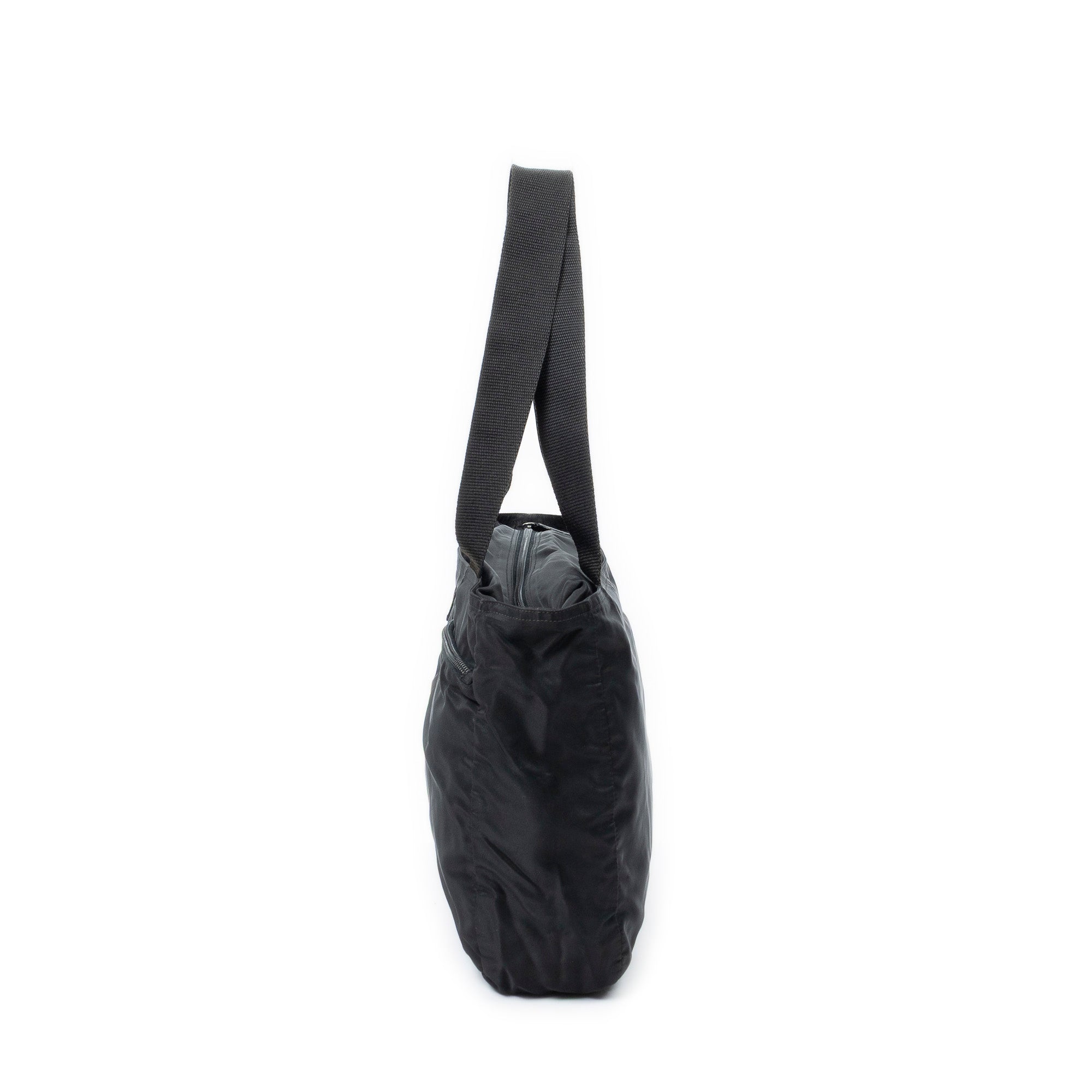 Shoulder Bag Horizontal Zip Tote Black Nylon Canvas – BrandCo Paris