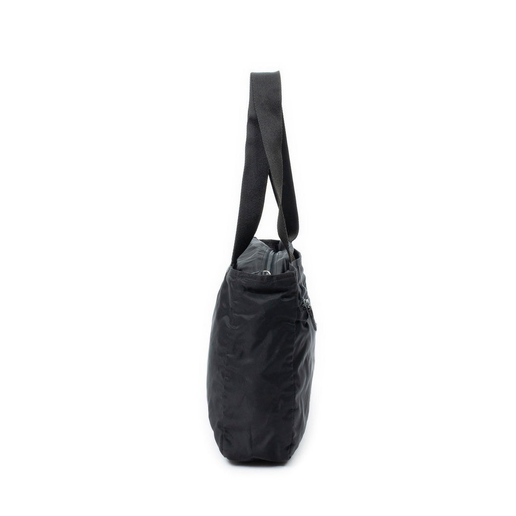 Shoulder Bag Horizontal Zip Tote Black Nylon Canvas