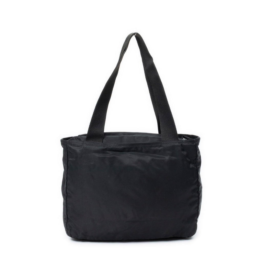 Shoulder Bag Horizontal Zip Tote Black Nylon Canvas