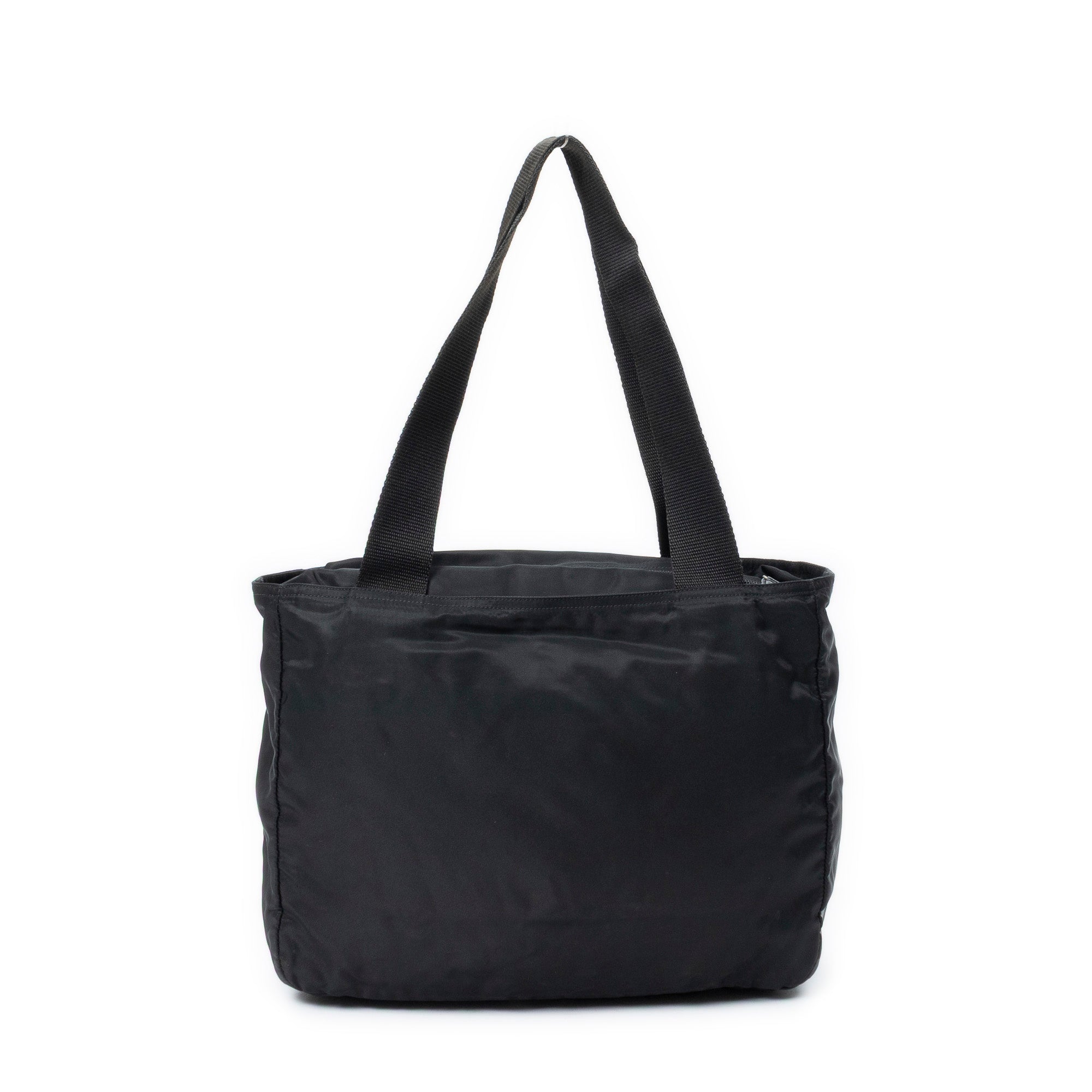 Shoulder Bag Horizontal Zip Tote Black Nylon Canvas