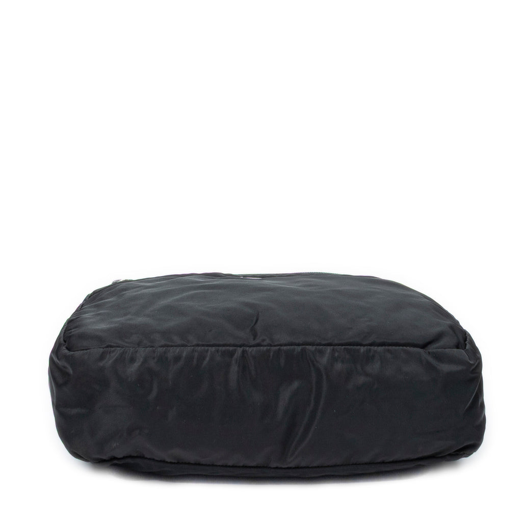 Shoulder Bag Horizontal Zip Tote Black Nylon Canvas