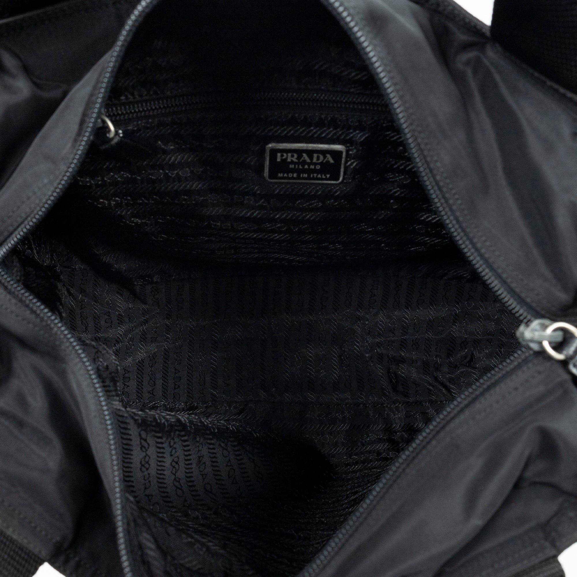 Shoulder Bag Horizontal Zip Tote Black Nylon Canvas