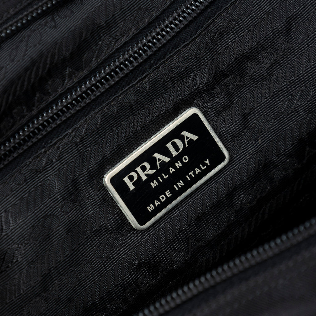 Shoulder Bag Horizontal Zip Tote Black Nylon Canvas
