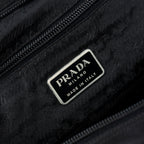 Shoulder Bag Horizontal Zip Tote Black Nylon Canvas