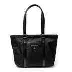 Shoulder Bag Small Zip Shopping Tote Black Nylon Canvas