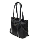 Shoulder Bag Small Zip Shopping Tote Black Nylon Canvas