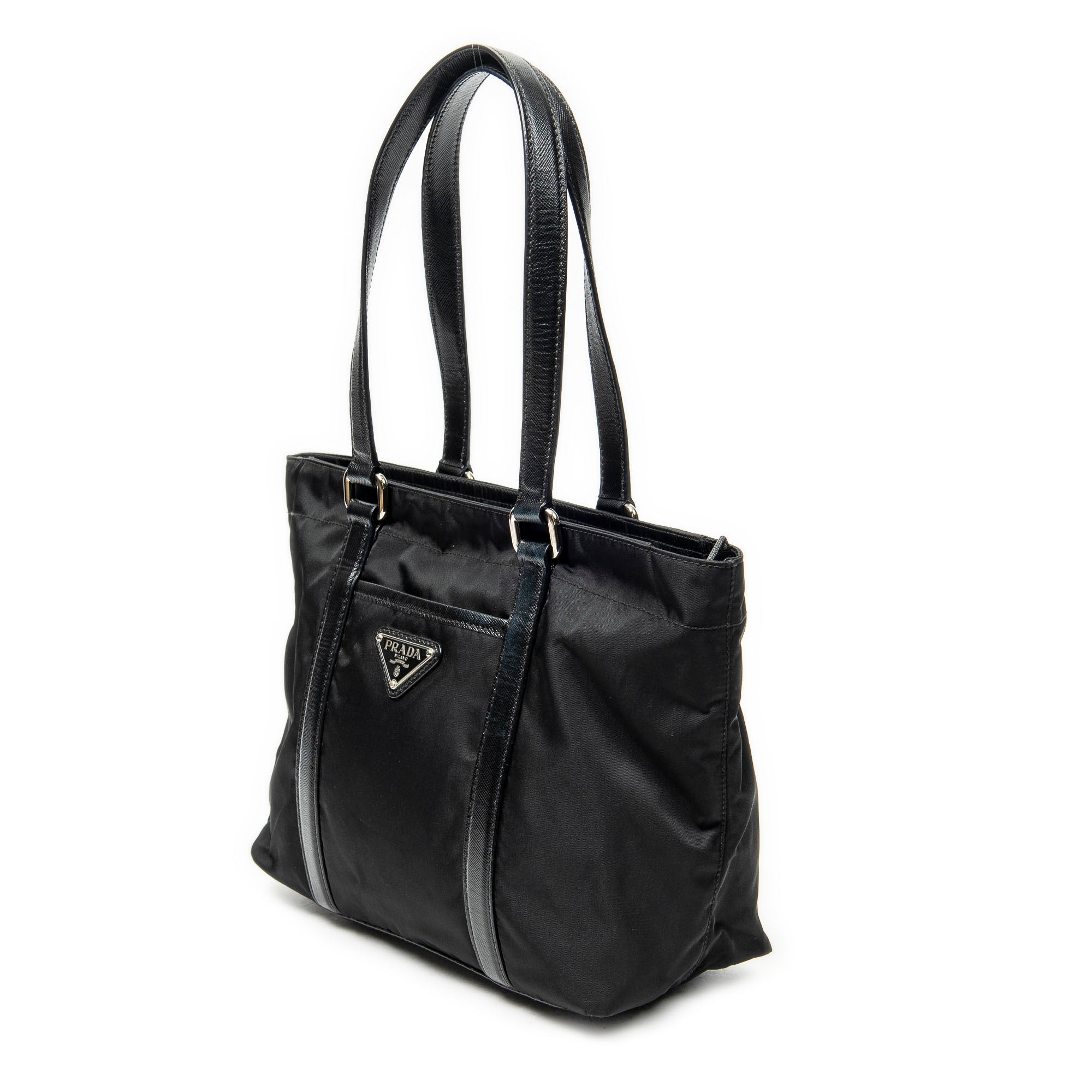 Shoulder Bag Small Zip Shopping Tote Black Nylon Canvas