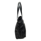 Shoulder Bag Small Zip Shopping Tote Black Nylon Canvas