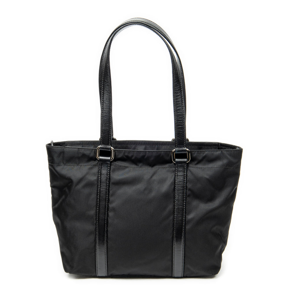 Shoulder Bag Small Zip Shopping Tote Black Nylon Canvas