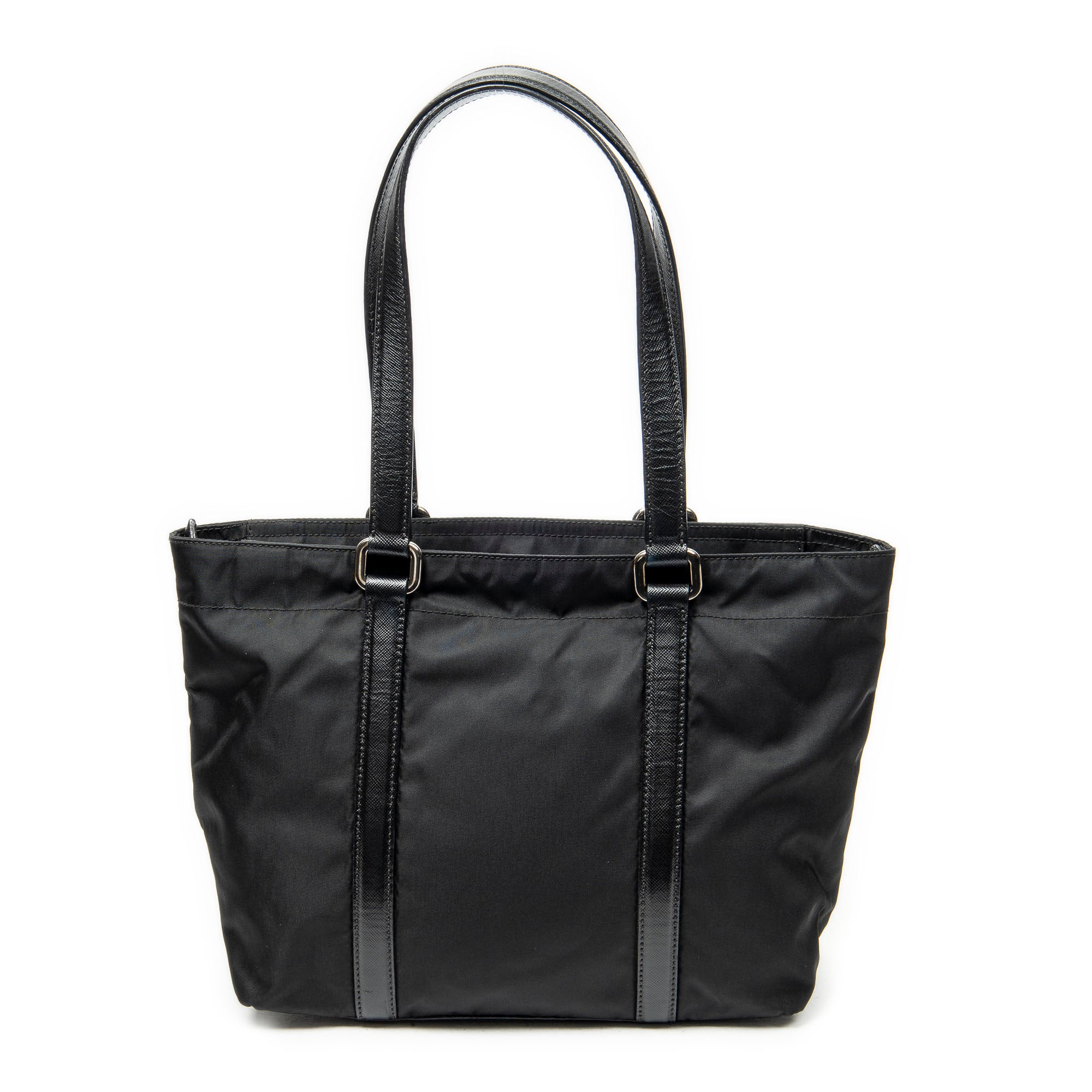 Shoulder Bag Small Zip Shopping Tote Black Nylon Canvas