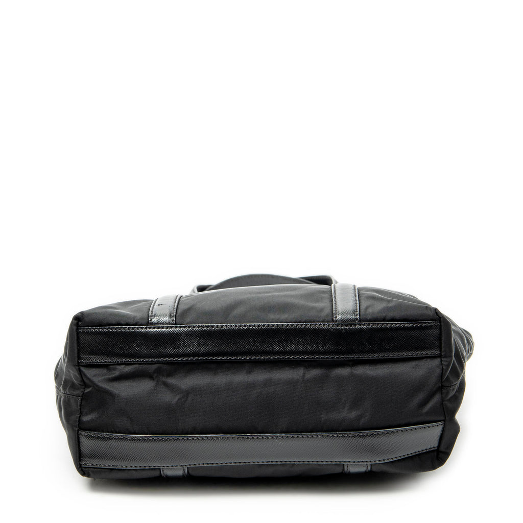 Shoulder Bag Small Zip Shopping Tote Black Nylon Canvas