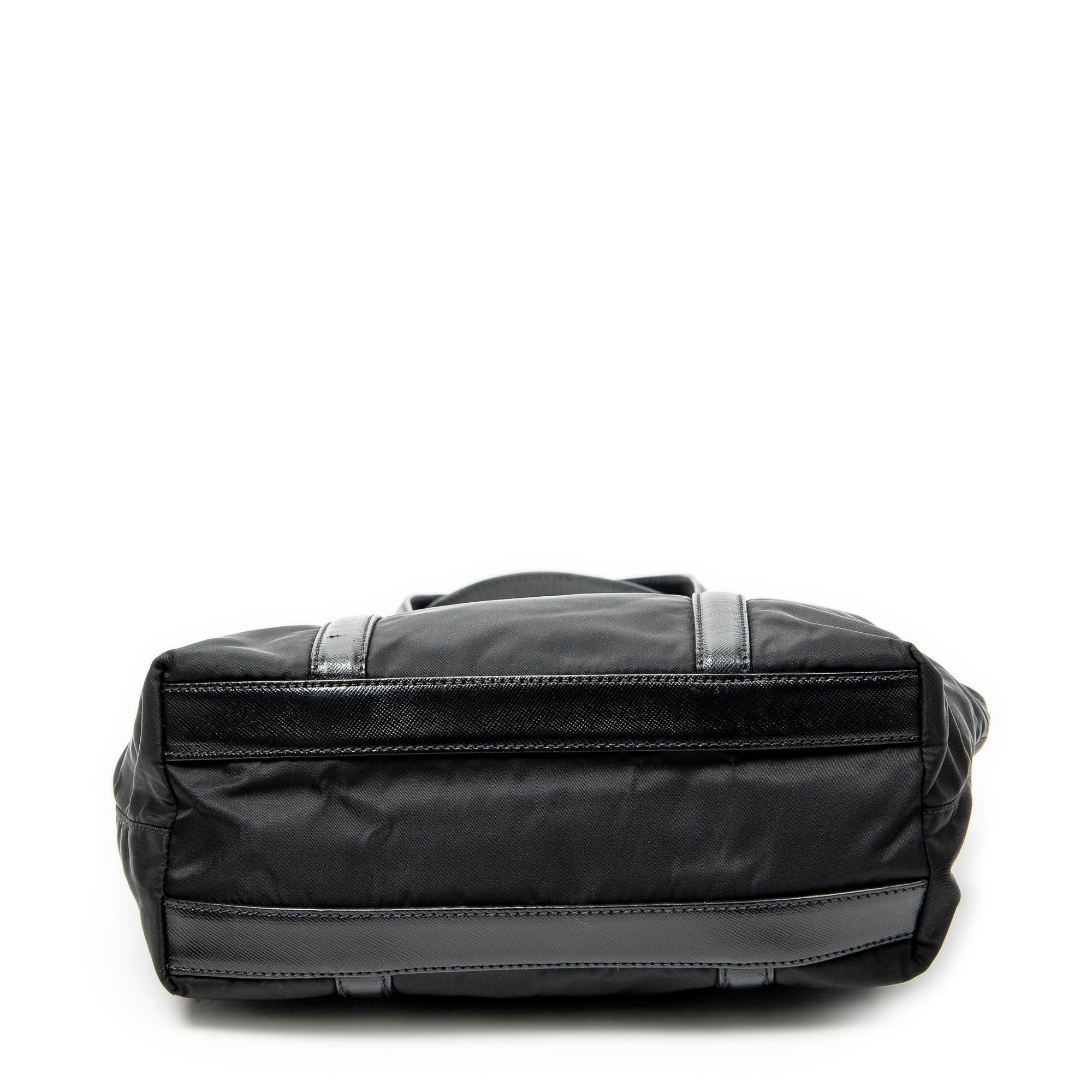 Shoulder Bag Small Zip Shopping Tote Black Nylon Canvas