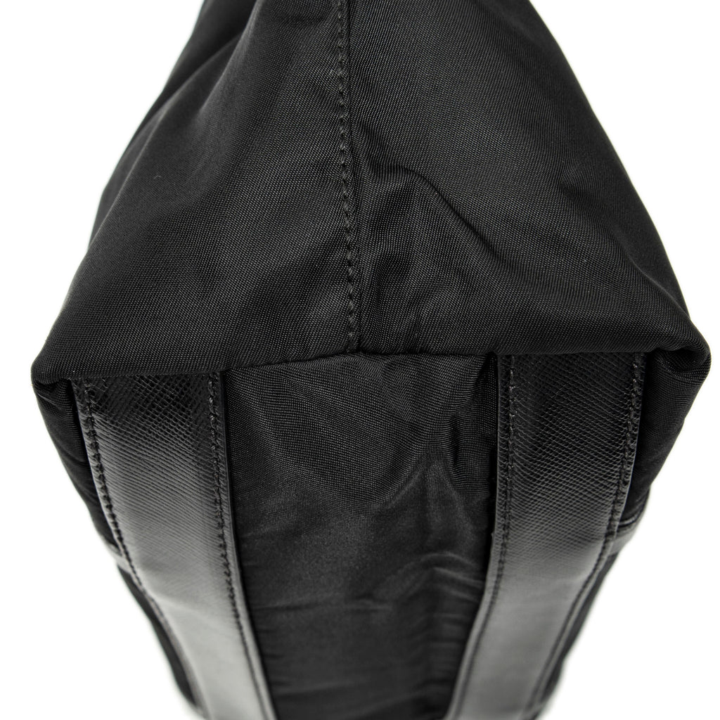 Shoulder Bag Small Zip Shopping Tote Black Nylon Canvas