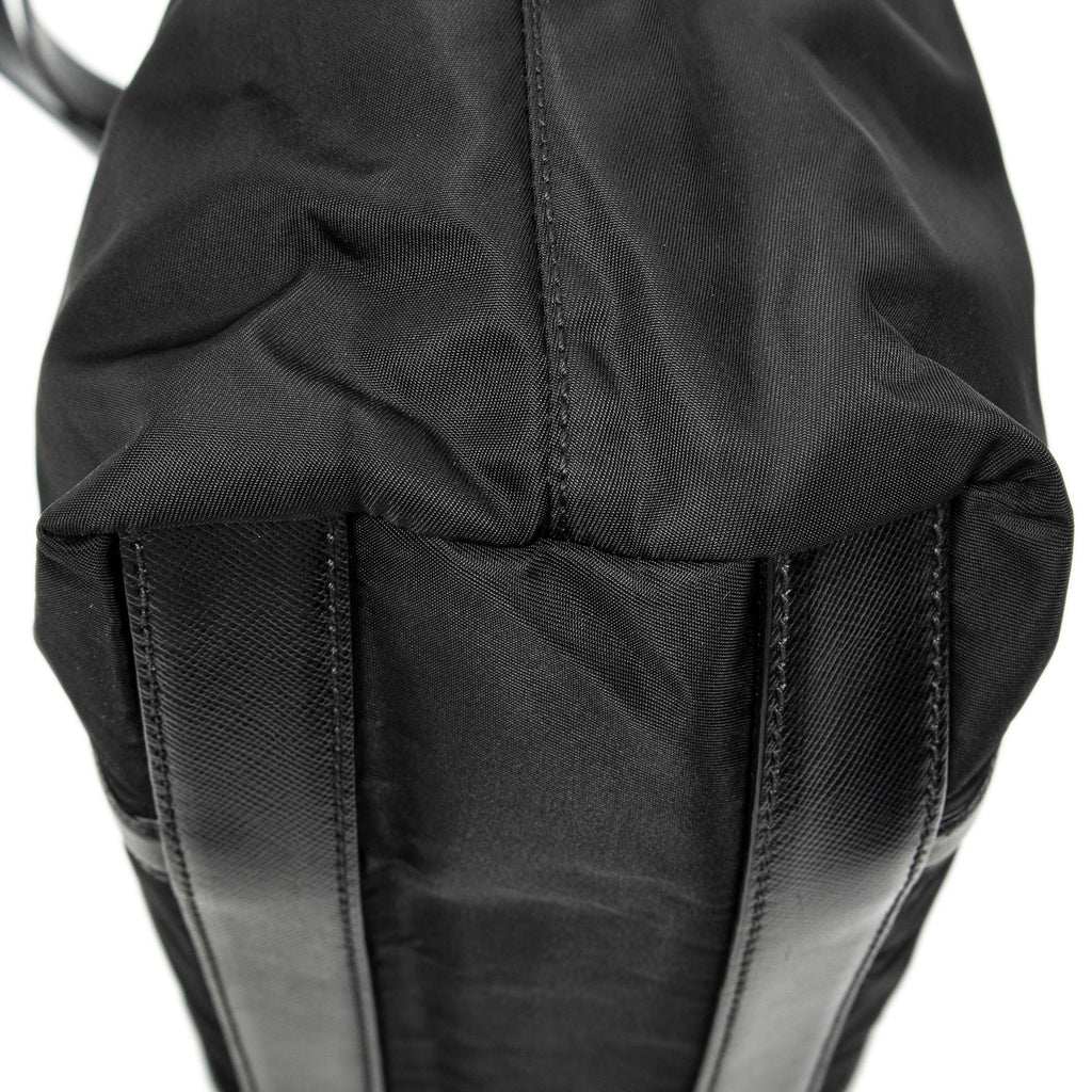 Shoulder Bag Small Zip Shopping Tote Black Nylon Canvas
