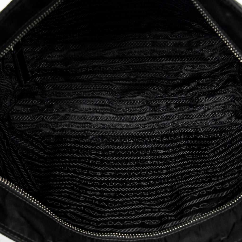 Shoulder Bag Small Zip Shopping Tote Black Nylon Canvas