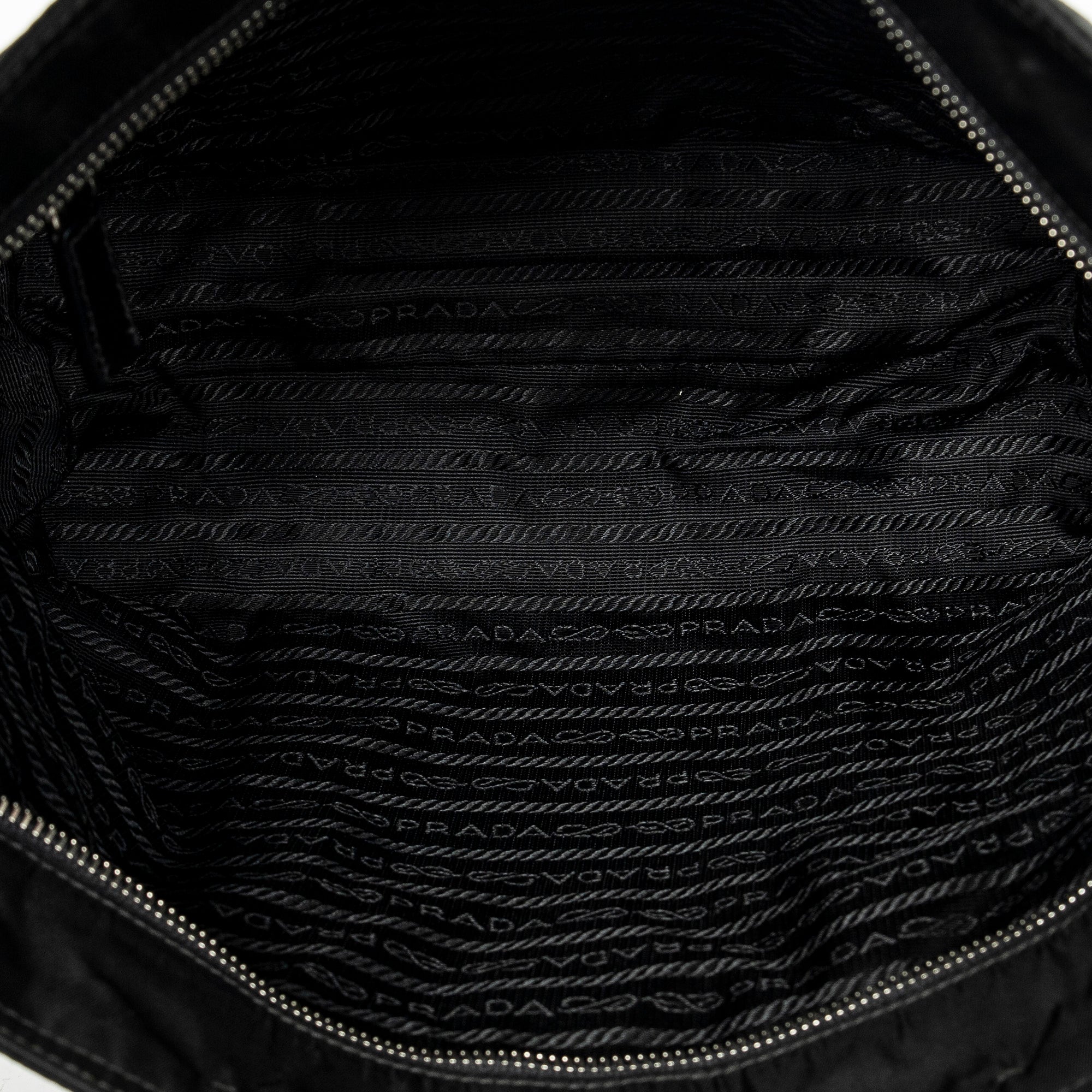Shoulder Bag Small Zip Shopping Tote Black Nylon Canvas