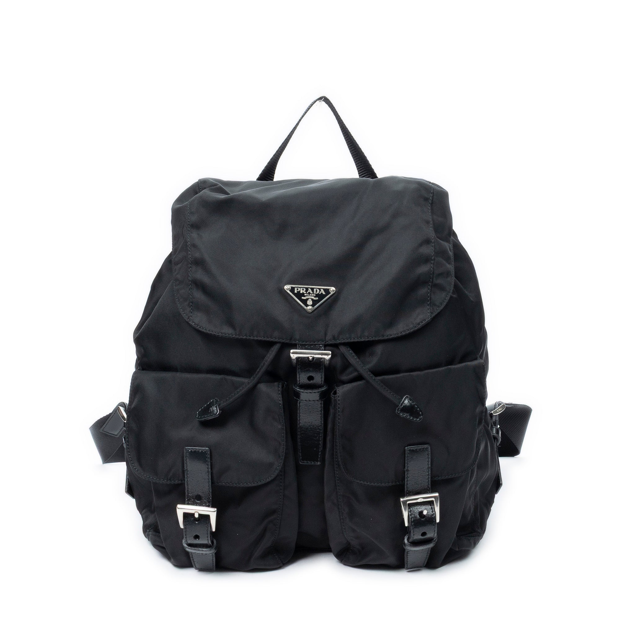 Backpack Large Drawstring Backpack Black Nylon Canvas