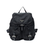 Mochila grande con cordón de ajuste lona de nailon negra